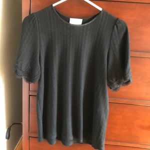 Sézane lace sleeve T-shirt